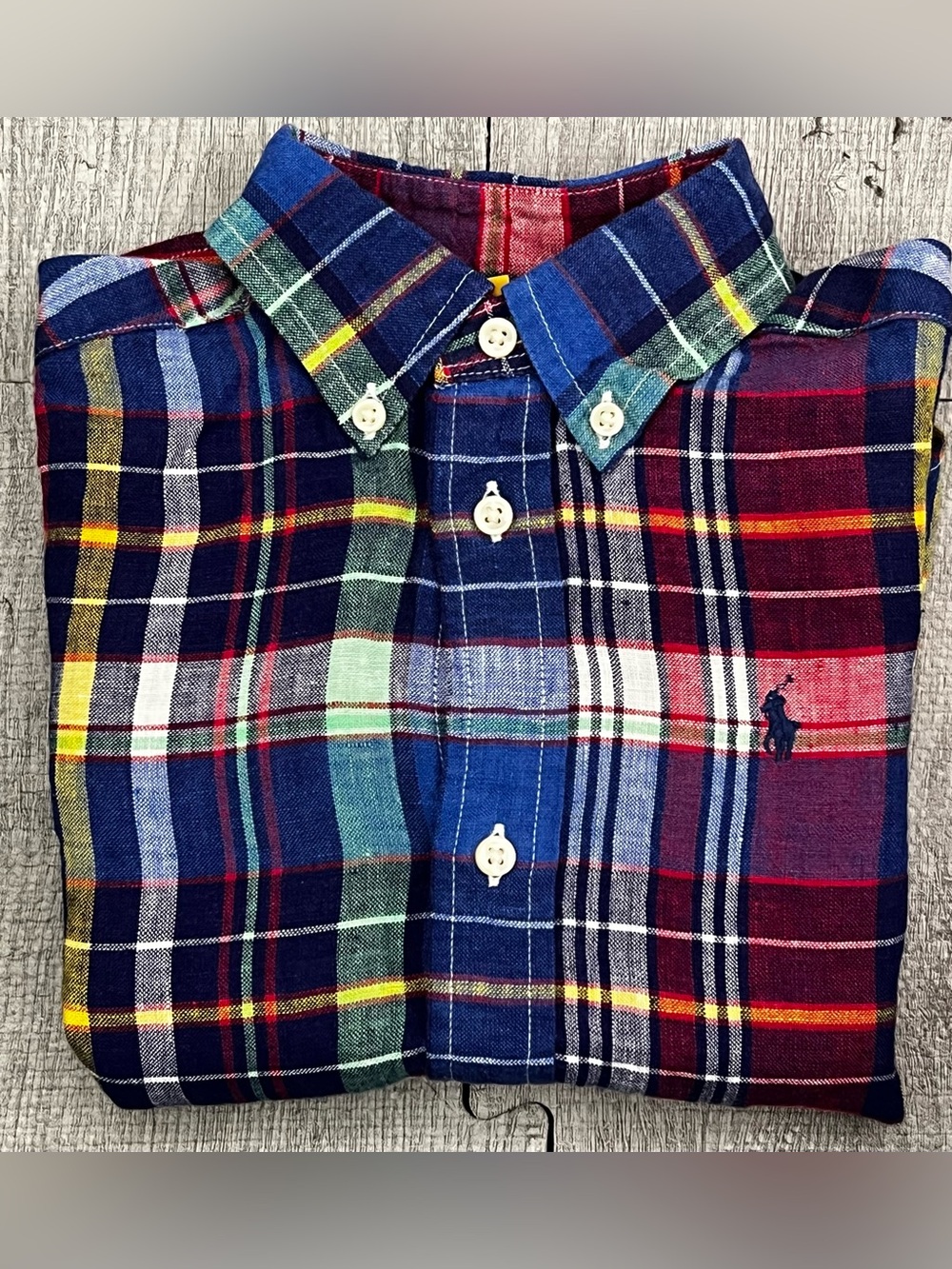 Polo Ralph Lauren Boys 3T Plaid Short Sleeve Cotton Button-Front Collared Shirt